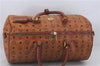 Authentic MCM Visetos Leather Vintage Travel Boston Bag Brown 4525D