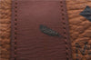 Authentic MCM Visetos Leather Vintage Travel Boston Bag Brown 4525D