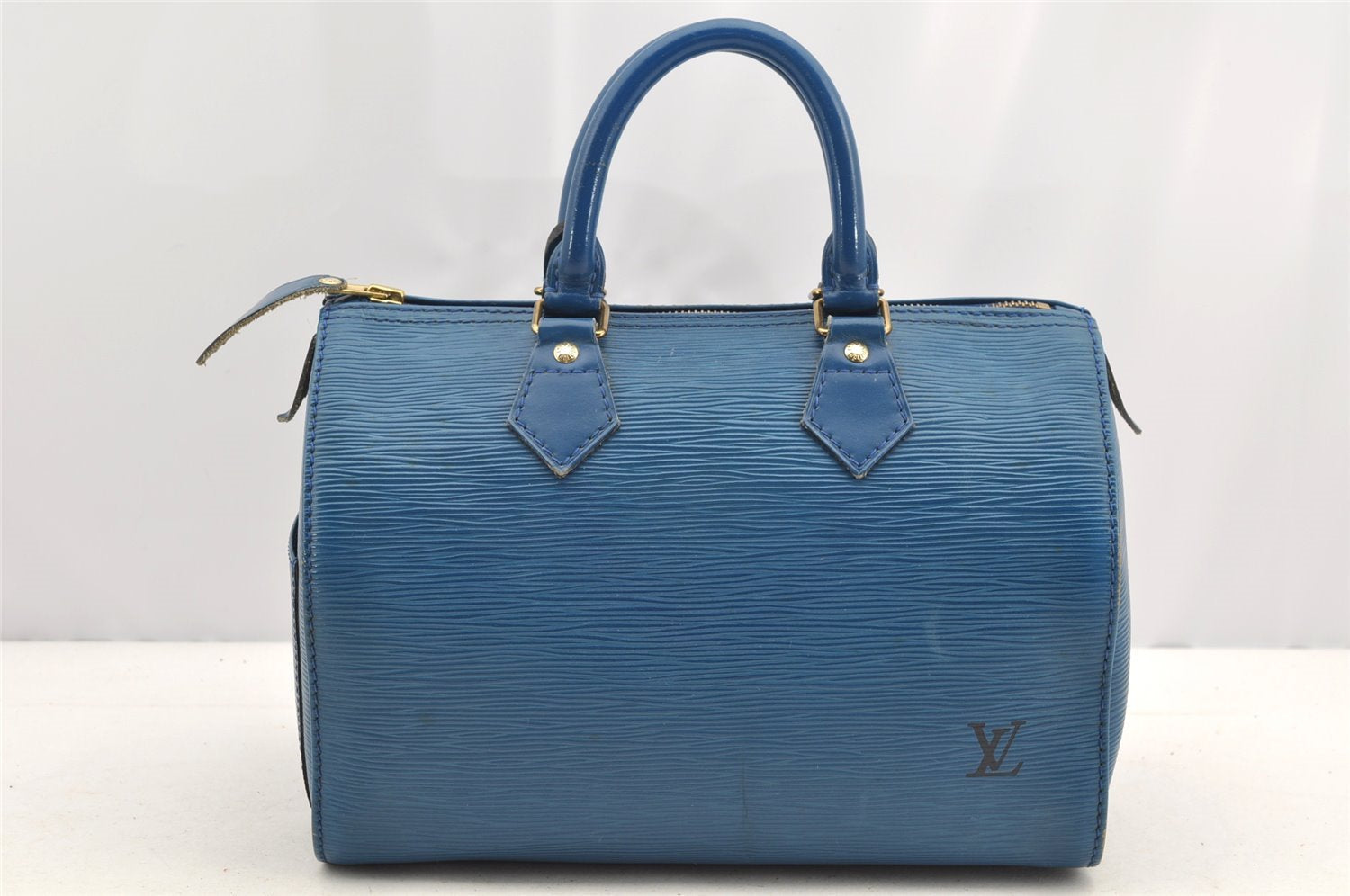 Authentic Louis Vuitton Epi Speedy 25 Hand Boston Bag Blue M43015 LV 4525I