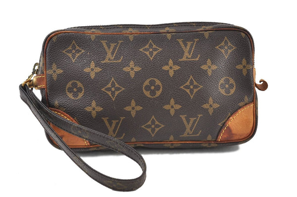 Auth Louis Vuitton Monogram Marly Dragonne PM Clutch Hand Bag M51827 LV 4528D
