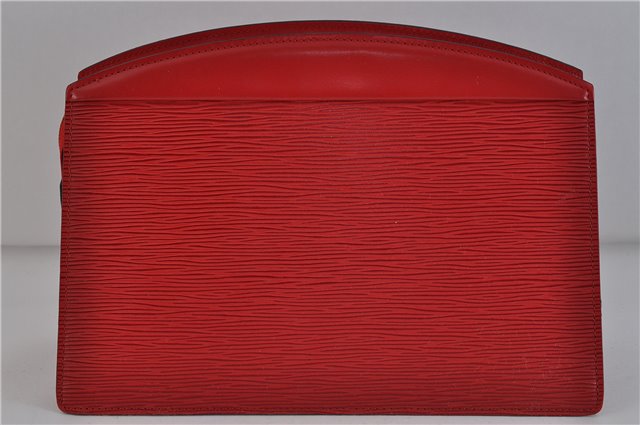 Authentic LOUIS VUITTON Epi Trousse Crete Clutch Bag Red M48417 LV 4532C