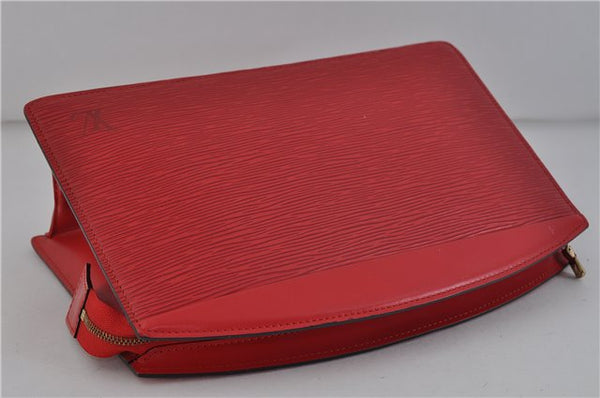 Authentic LOUIS VUITTON Epi Trousse Crete Clutch Bag Red M48417 LV 4532C