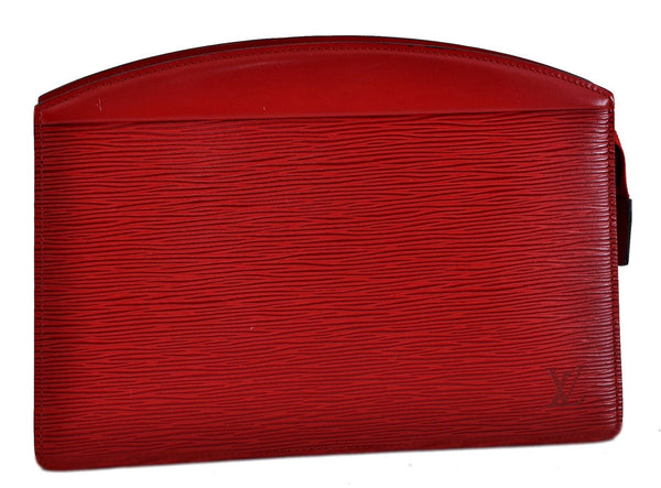 Authentic LOUIS VUITTON Epi Trousse Crete Clutch Bag Red M48417 LV 4532C