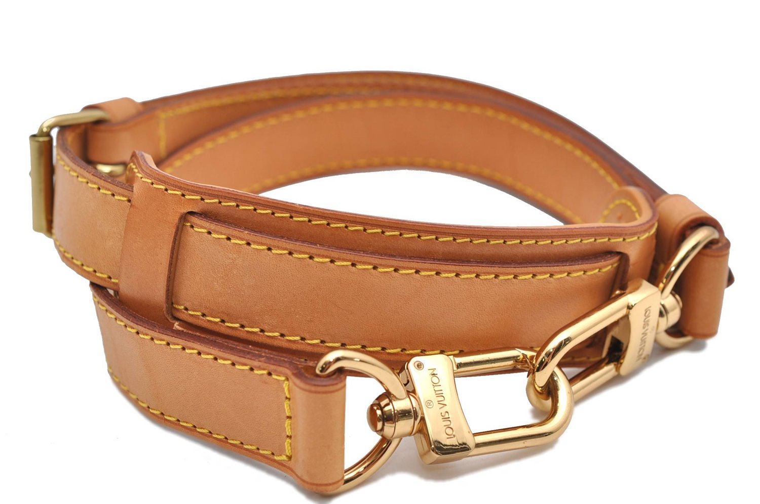 Authentic Louis Vuitton Leather Shoulder Strap Beige 35.4-42.5