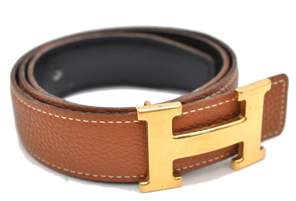 Authentic HERMES Constance Ladies Leather Belt Size 75cm 29.5" Brown Black 4535D