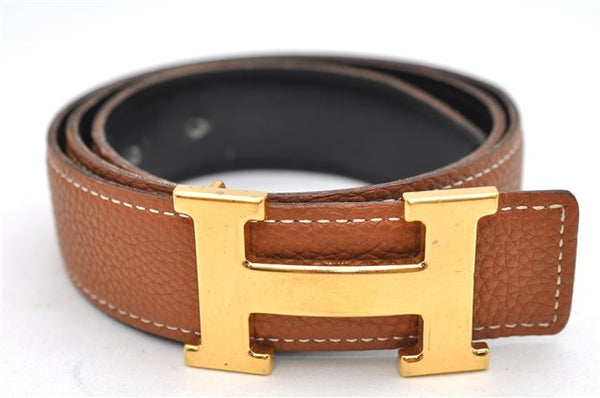 Authentic HERMES Constance Ladies Leather Belt Size 75cm 29.5" Brown Black 4535D