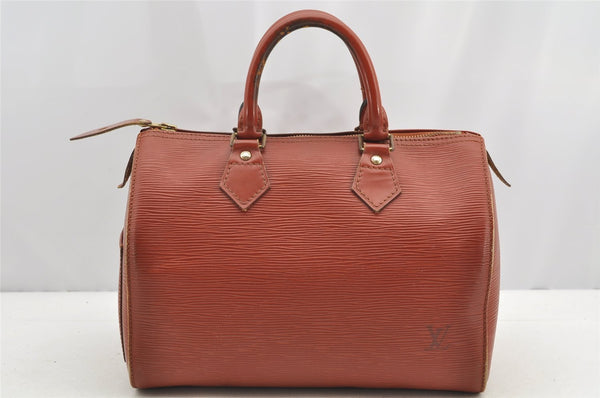 Authentic Louis Vuitton Epi Speedy 25 Hand Boston Bag Brown M43013 LV 4538I