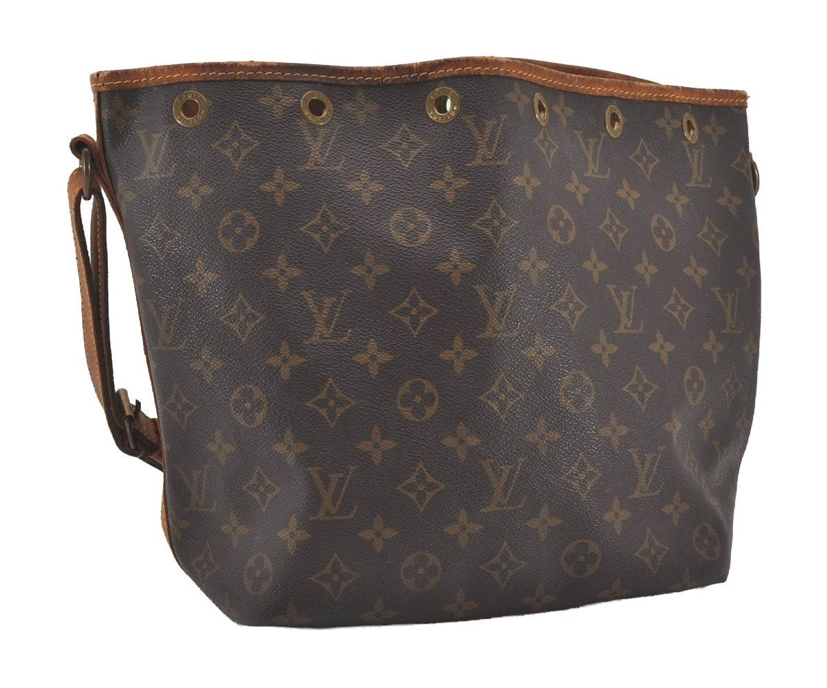 Authentic Louis Vuitton Monogram Petit Noe M42226 Shoulder Drawstring Bag 4540I