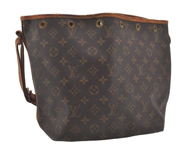 Authentic Louis Vuitton Monogram Petit Noe M42226 Shoulder Drawstring Bag 4540I