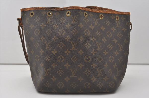 Authentic Louis Vuitton Monogram Petit Noe M42226 Shoulder Drawstring Bag 4540I