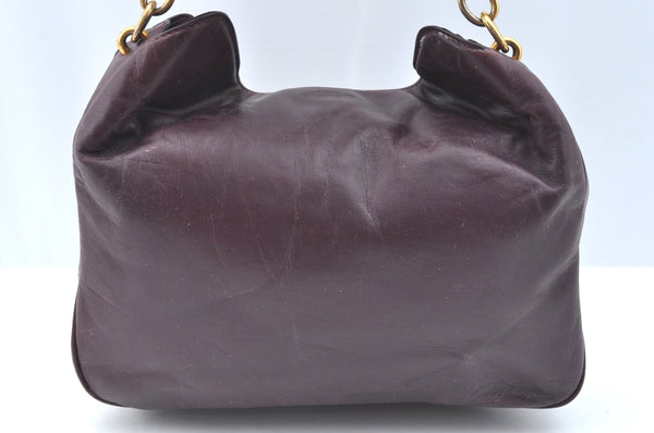 Authentic CELINE Vintage Hand Bag Purse Leather Purple 4541G