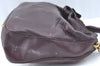 Authentic CELINE Vintage Hand Bag Purse Leather Purple 4541G
