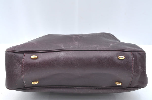 Authentic CELINE Vintage Hand Bag Purse Leather Purple 4541G
