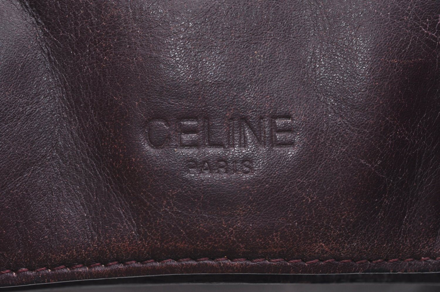 Authentic CELINE Vintage Hand Bag Purse Leather Purple 4541G
