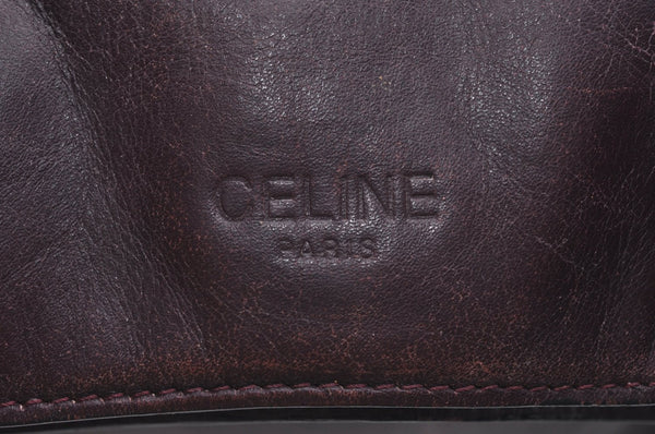 Authentic CELINE Vintage Hand Bag Purse Leather Purple 4541G