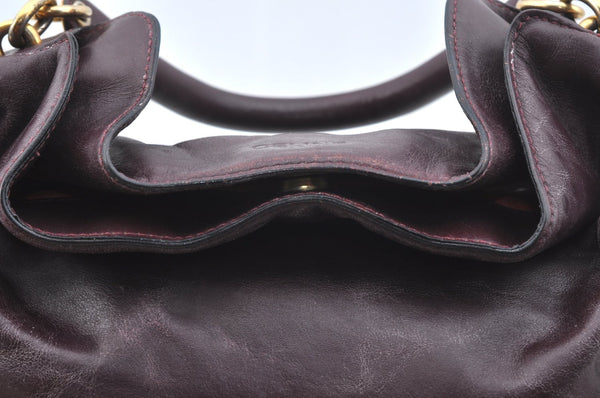 Authentic CELINE Vintage Hand Bag Purse Leather Purple 4541G