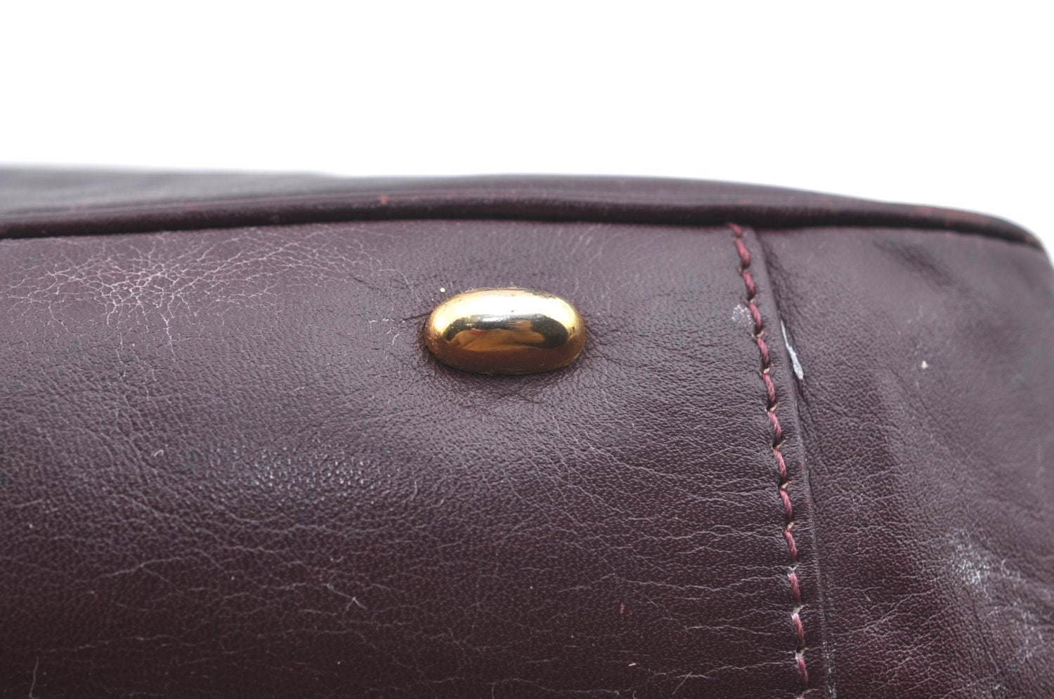Authentic CELINE Vintage Hand Bag Purse Leather Purple 4541G
