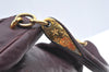 Authentic CELINE Vintage Hand Bag Purse Leather Purple 4541G
