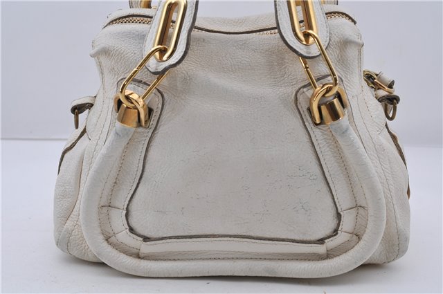 Authentic Chloe Paraty 2Way Shoulder Hand Bag Purse White 4544C