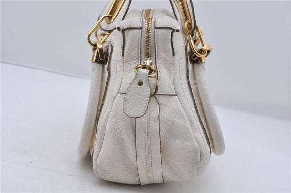 Authentic Chloe Paraty 2Way Shoulder Hand Bag Purse White 4544C