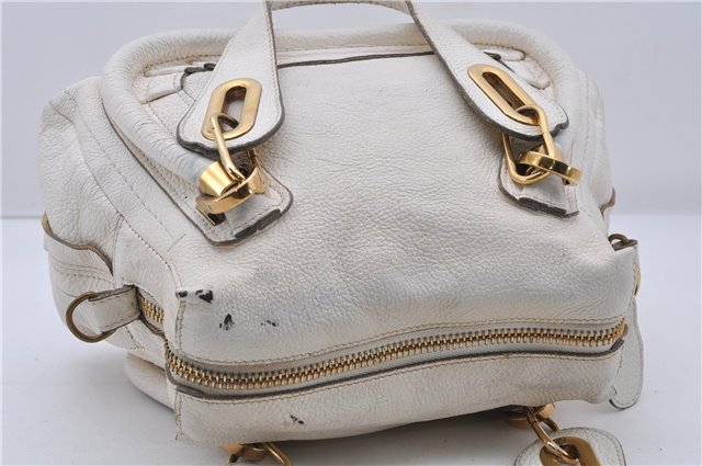 Authentic Chloe Paraty 2Way Shoulder Hand Bag Purse White 4544C