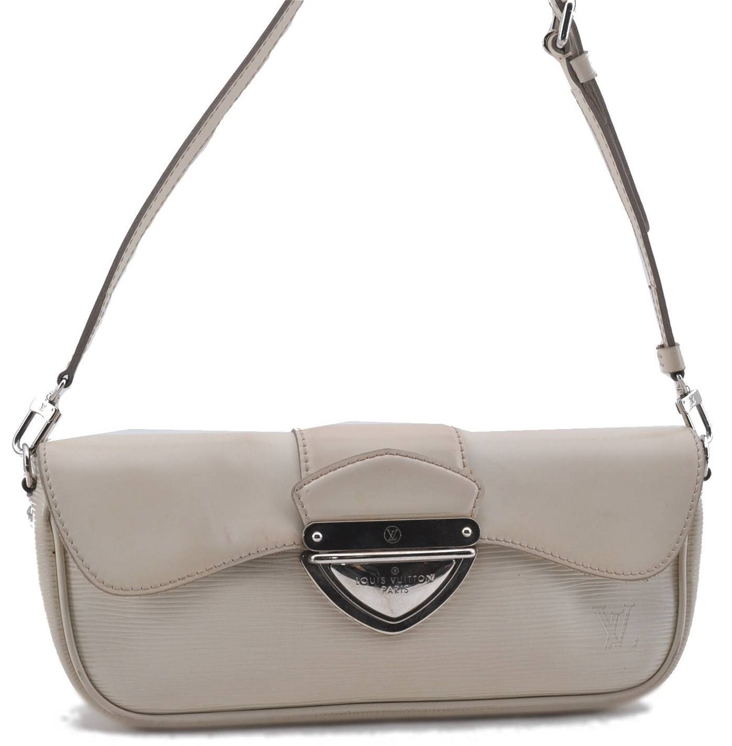 Auth Louis Vuitton Epi Pochette Montaigne Shoulder Bag White M5929J LV 4544D