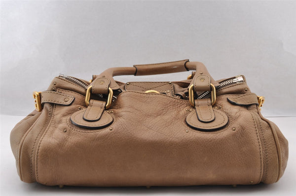 Authentic Chloe Vintage Paddington Leather Shoulder Hand Bag Brown 4545I