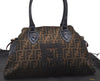 Authentic FENDI Zucca Etniko Shoulder Hand Bag Canvas Leather Brown 4546I