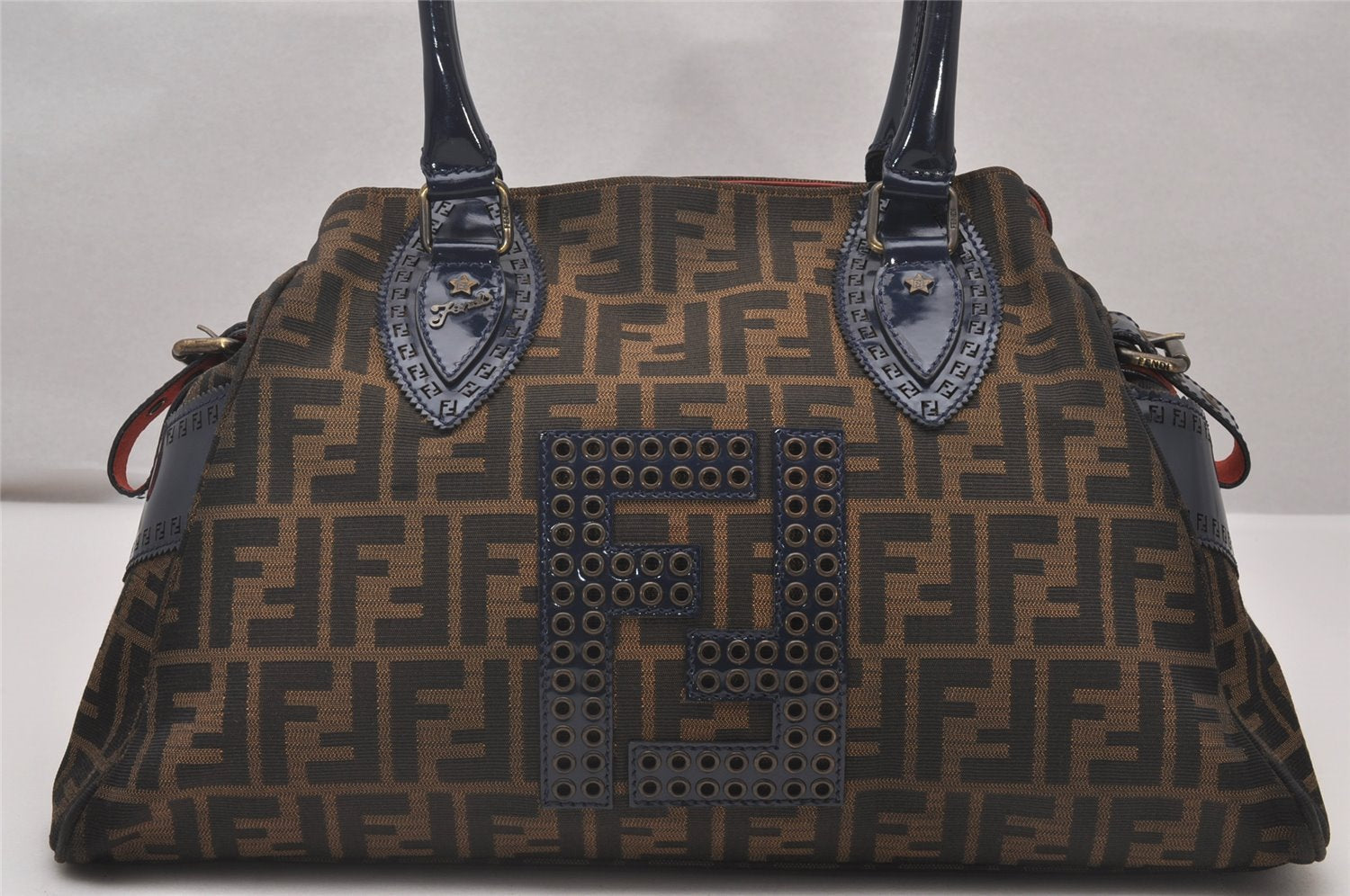 Authentic FENDI Zucca Etniko Shoulder Hand Bag Canvas Leather Brown 4546I