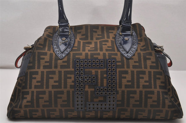 Authentic FENDI Zucca Etniko Shoulder Hand Bag Canvas Leather Brown 4546I