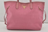 Authentic PRADA Vintage Nylon Tessuto Leather Shoulder Tote Bag Pink 4548I