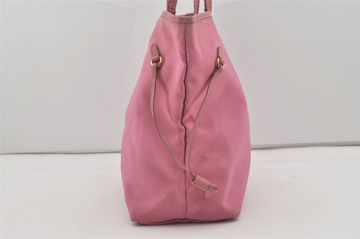 Authentic PRADA Vintage Nylon Tessuto Leather Shoulder Tote Bag Pink 4548I