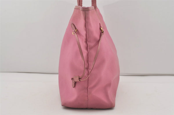 Authentic PRADA Vintage Nylon Tessuto Leather Shoulder Tote Bag Pink 4548I