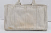 Authentic PRADA Vintage Canapa M Canvas 2Way Tote Hand Bag White 4549I