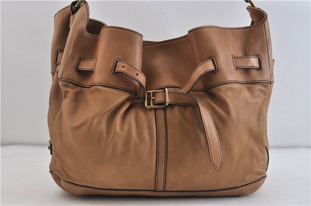 Authentic BURBERRY Vintage Leather Shoulder Hand Bag Purse Brown 4550C