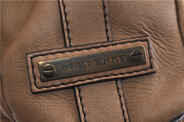 Authentic BURBERRY Vintage Leather Shoulder Hand Bag Purse Brown 4550C