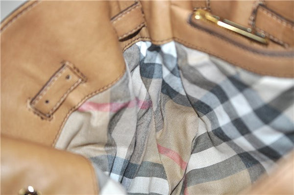 Authentic BURBERRY Vintage Leather Shoulder Hand Bag Purse Brown 4550C