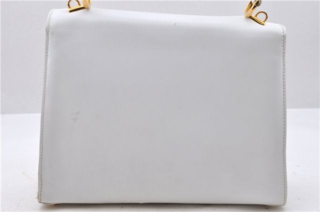 Authentic GUCCI Bamboo Hand Bag Purse Leather White 4550D