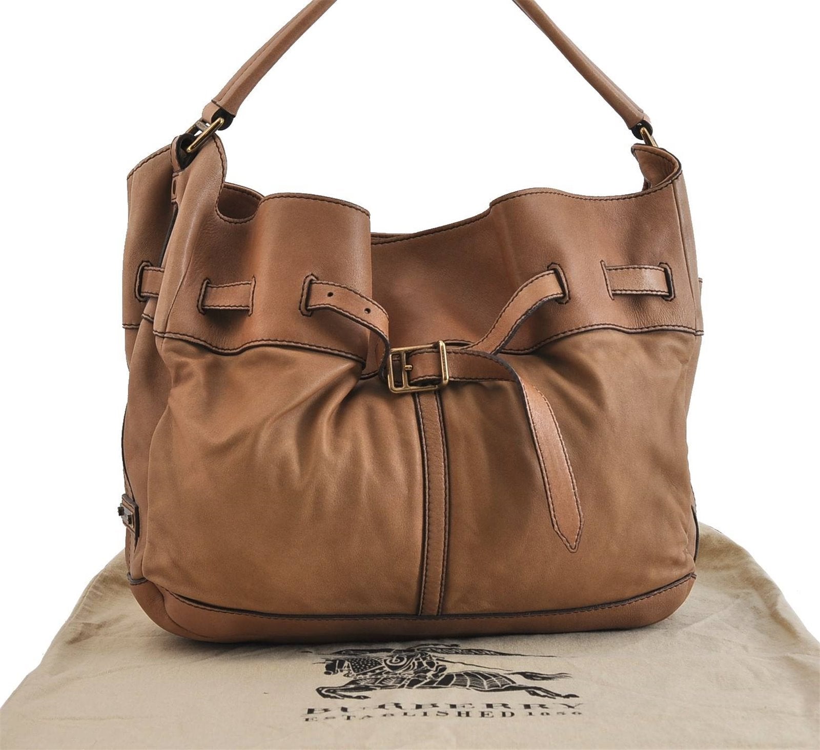 Authentic BURBERRY Vintage Leather Shoulder Hand Bag Purse Brown 4550C