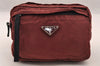 Authentic PRADA Vintage Nylon Tessuto Waist Body Bag Purse Bordeaux Red 4551I