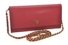 Authentic PRADA Saffiano Multic Leather Chain Shoulder Long Wallet Pink 4552I