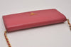 Authentic PRADA Saffiano Multic Leather Chain Shoulder Long Wallet Pink 4552I