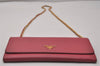 Authentic PRADA Saffiano Multic Leather Chain Shoulder Long Wallet Pink 4552I