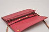 Authentic PRADA Saffiano Multic Leather Chain Shoulder Long Wallet Pink 4552I