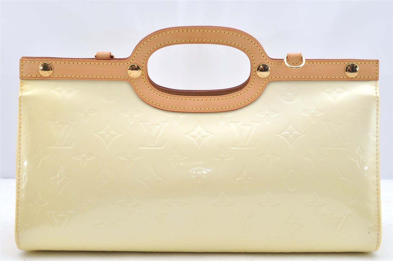 Authentic Louis Vuitton Vernis Roxbury Drive 2Way Hand Bag White M91374 LV 4555I