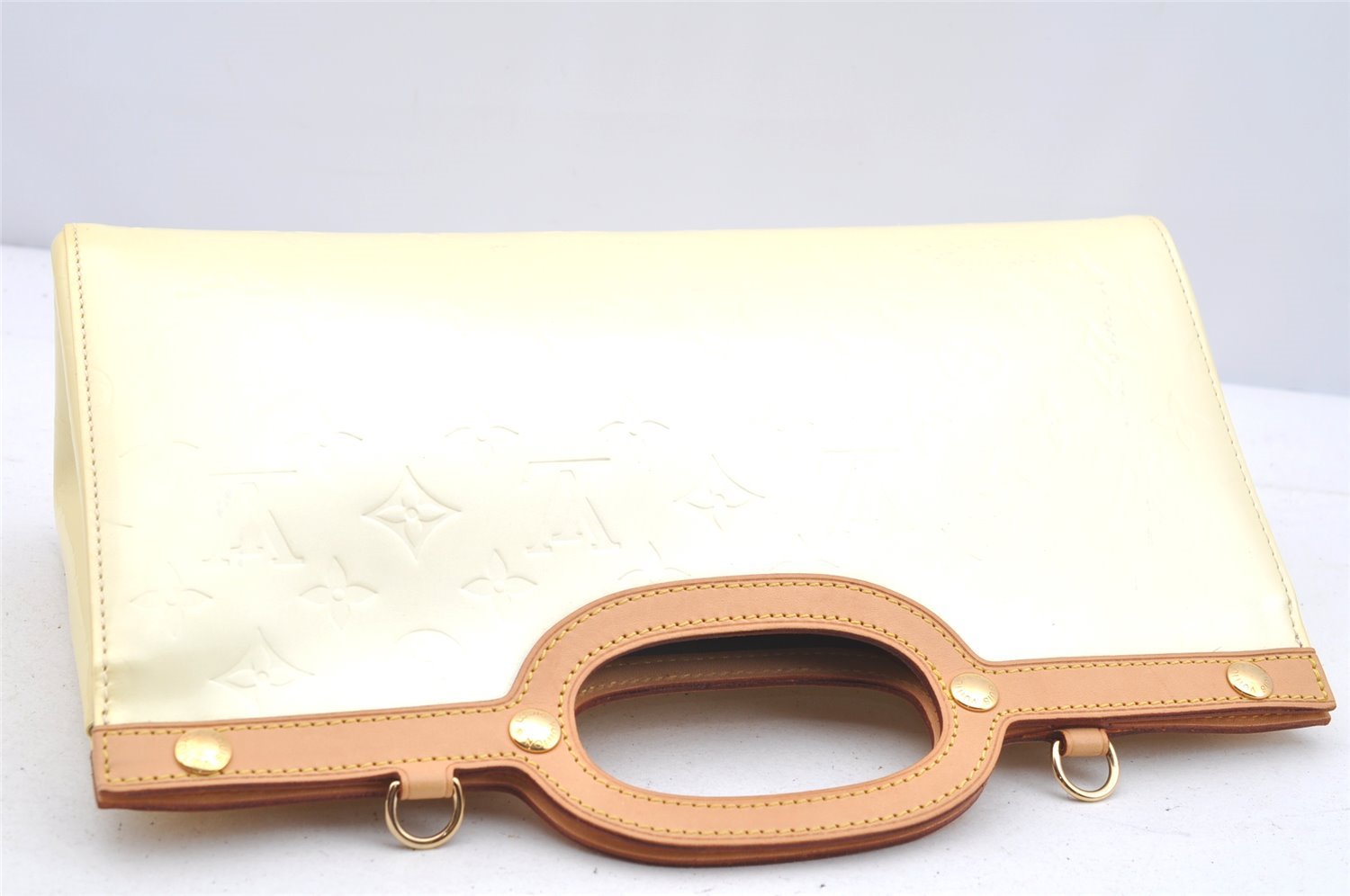 Authentic Louis Vuitton Vernis Roxbury Drive 2Way Hand Bag White M91374 LV 4555I