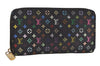 Authentic Louis Vuitton Monogram Multicolor Zippy Wallet Black M60243 LV 4557I