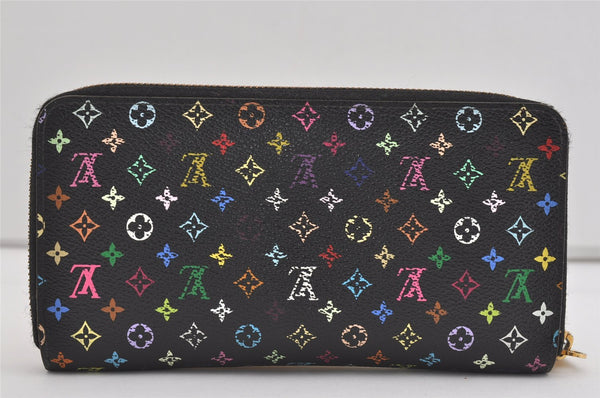 Authentic Louis Vuitton Monogram Multicolor Zippy Wallet Black M60243 LV 4557I