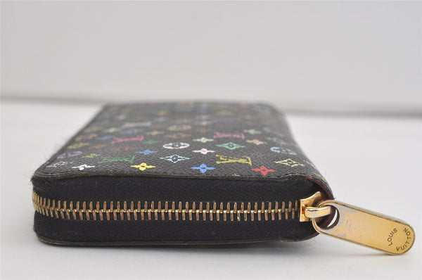 Authentic Louis Vuitton Monogram Multicolor Zippy Wallet Black M60243 LV 4557I