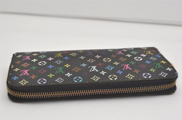 Authentic Louis Vuitton Monogram Multicolor Zippy Wallet Black M60243 LV 4557I